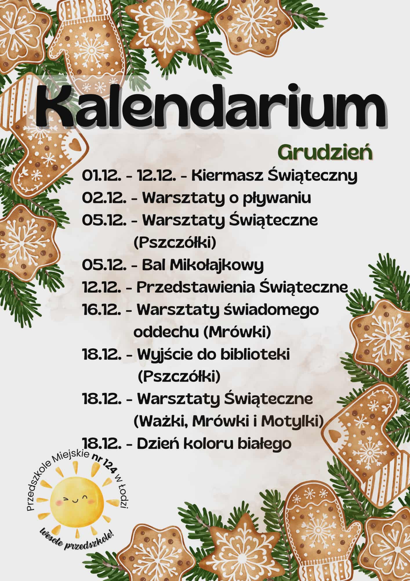 Kalendarium na grudzień 2025.